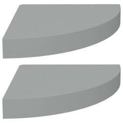 Narożne półki ścienne, 2 szt., szare, 25x25x3,8 cm, MDF