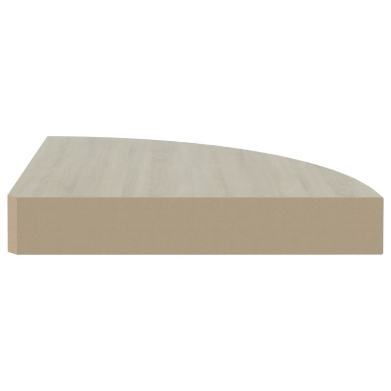 Narożna półka ścienna, dąb i biel, 25x25x3,8 cm, MDF