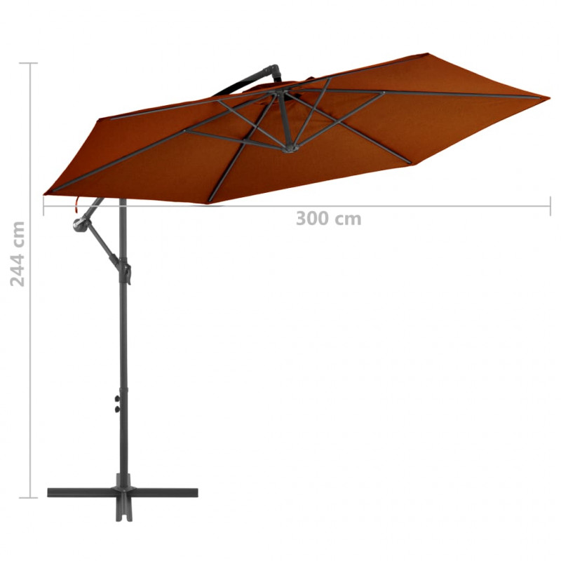 Parasol wiszący z aluminiowym słupkiem, 300 cm, terakota