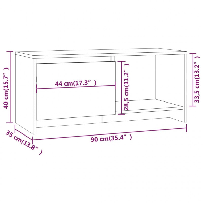 Szafka pod TV, szarość betonu, 90x35x40 cm