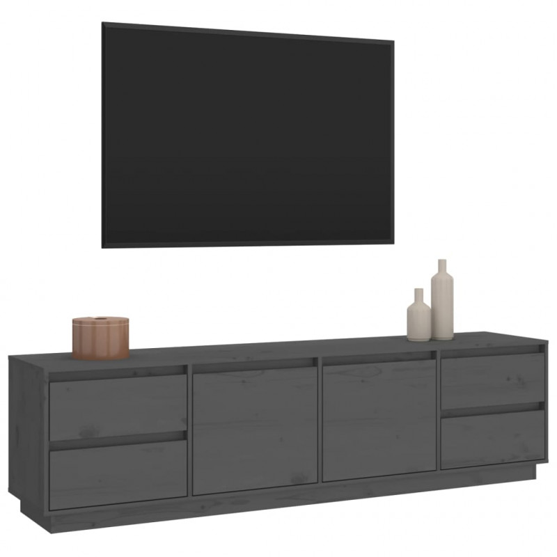 Szafka pod telewizor, szara 176x37x47,5 cm, lite drewno sosnowe