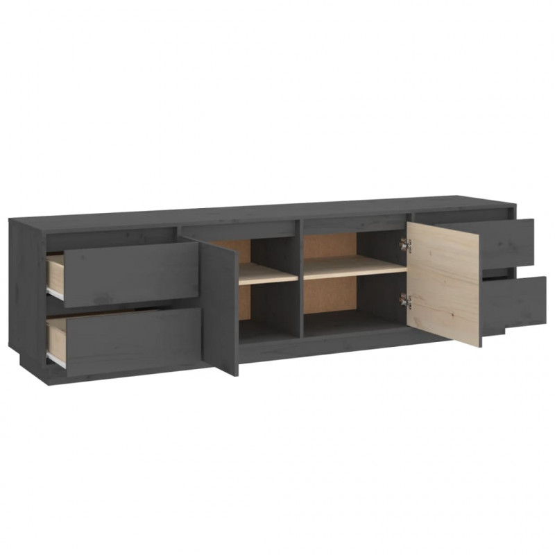 Szafka pod telewizor, szara 176x37x47,5 cm, lite drewno sosnowe