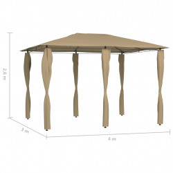 Altana z pokryciem słupków 3x4x2,6 m, taupe, 160 g/m²