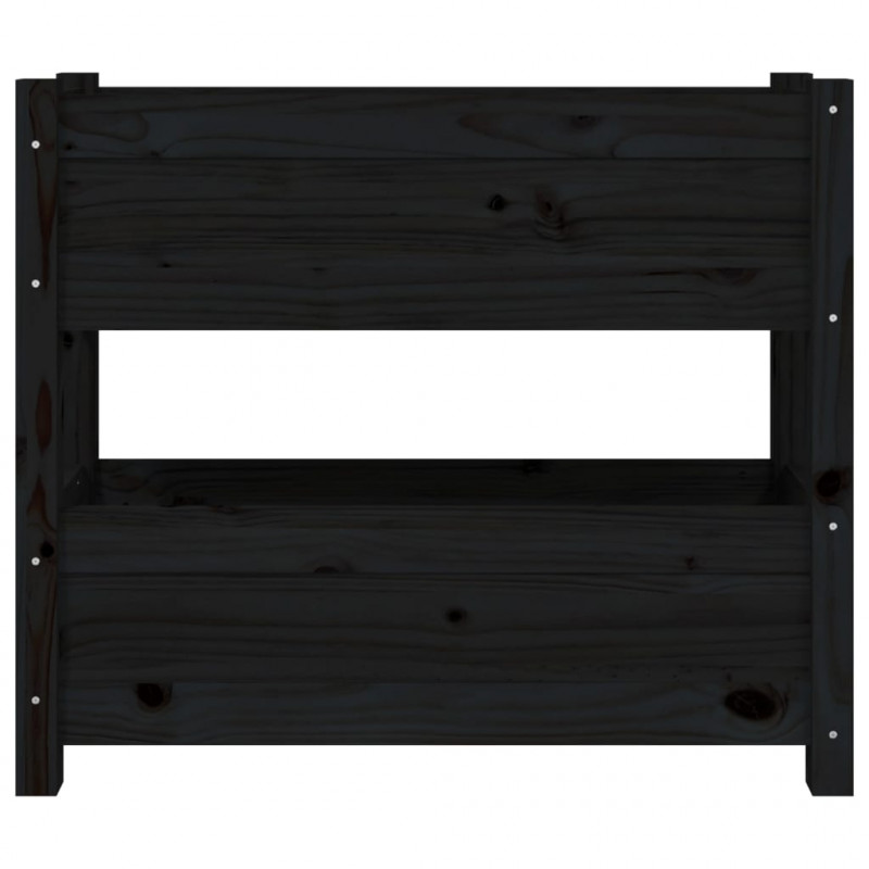 Donica, czarna, 77x25x66 cm, lite drewno sosnowe