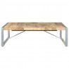 Stolik kawowy, 140x140x40 cm, surowe drewno mango