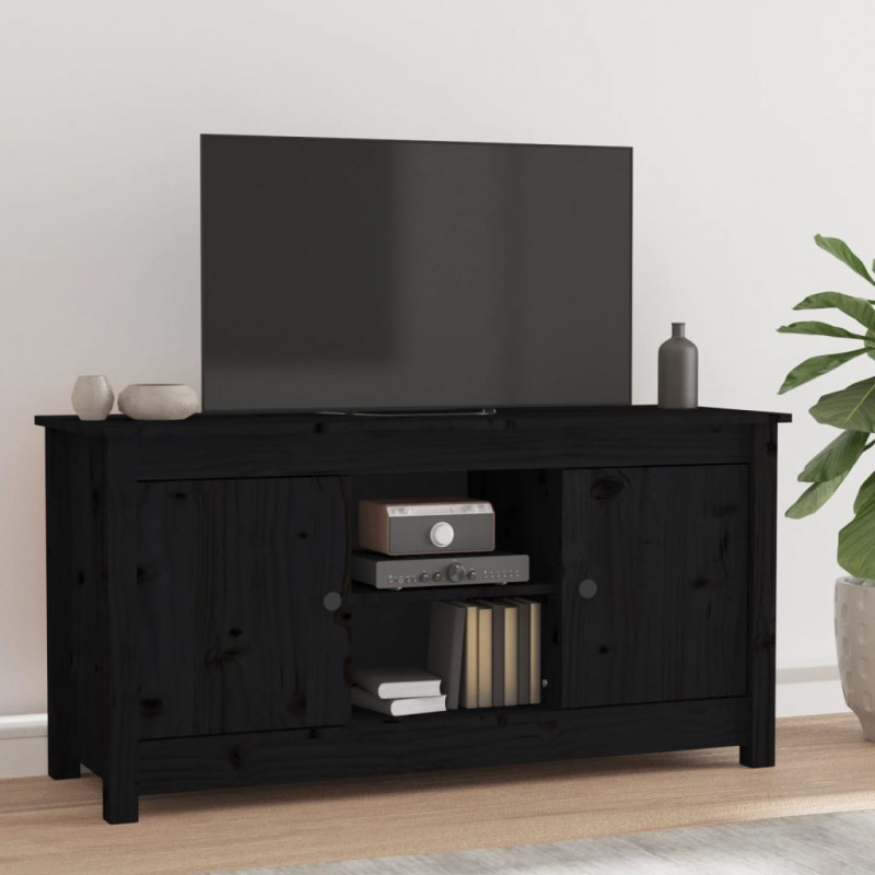 Szafka pod telewizor, czarna, 103x36,5x52 cm, drewno sosnowe