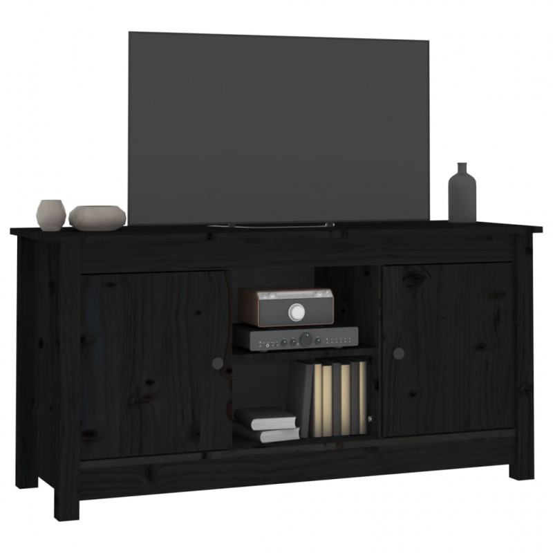 Szafka pod telewizor, czarna, 103x36,5x52 cm, drewno sosnowe