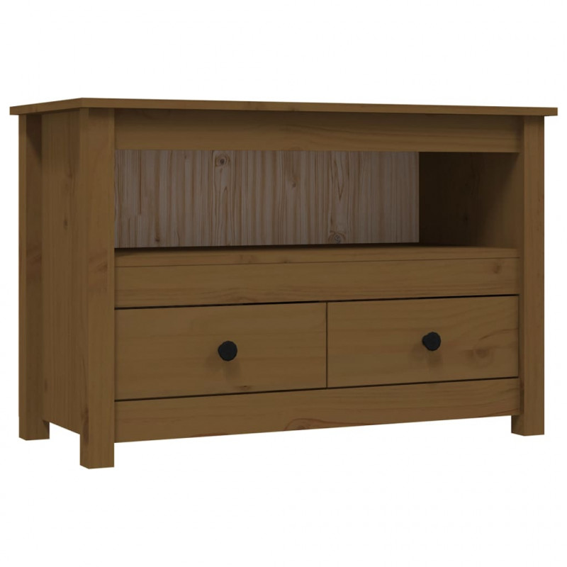 Szafka pod TV, miodowy brąz, 79x35x52 cm, lite drewno sosnowe
