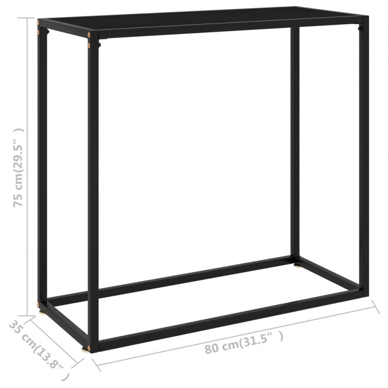 Stolik konsolowy, czarny, 80x35x75 cm, szkło hartowane