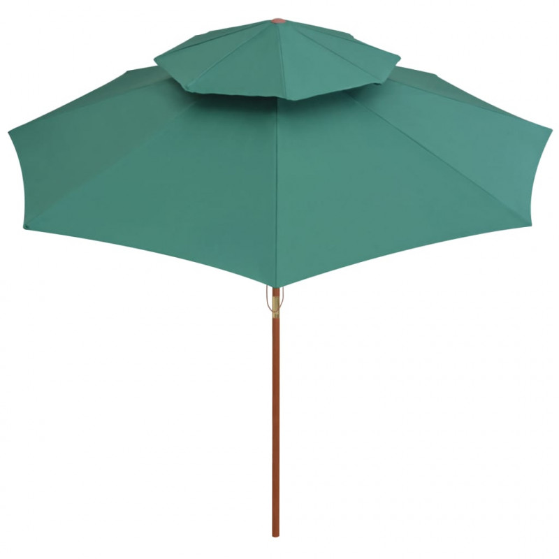 Parasol z podwójnym daszkiem, 270x270 cm drewno, zielony