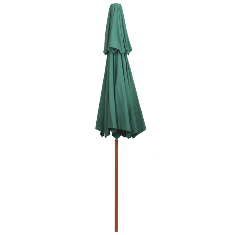 Parasol z podwójnym daszkiem, 270x270 cm drewno, zielony