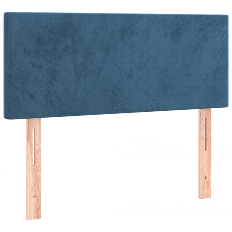 Łóżko kontynentalne, materac i LED, niebieski aksamit 90x190 cm