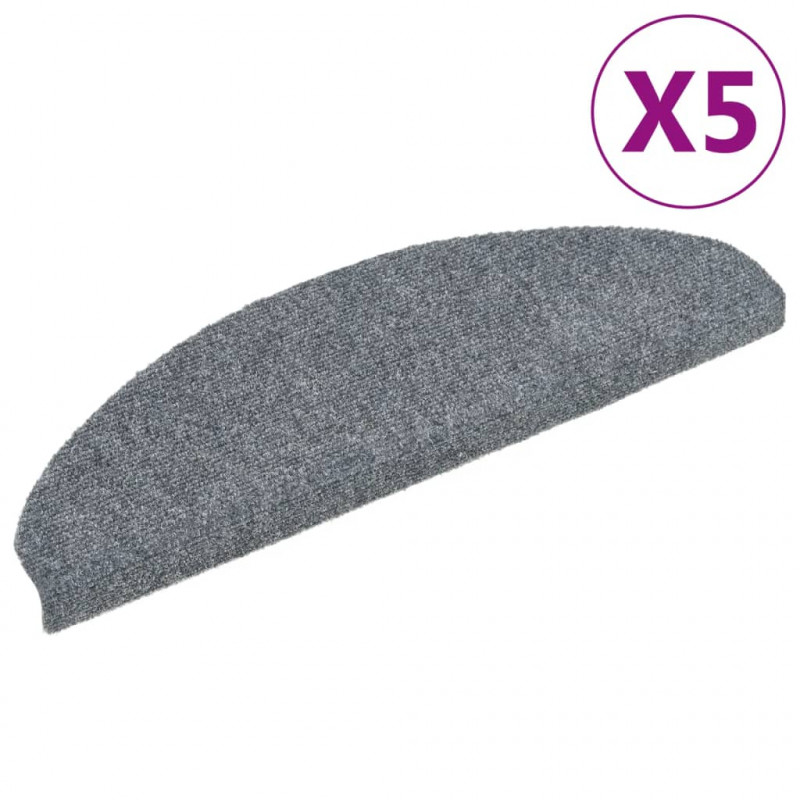 Samoprzylepne nakładki na schody, 5 szt., szare, 65x21x4 cm