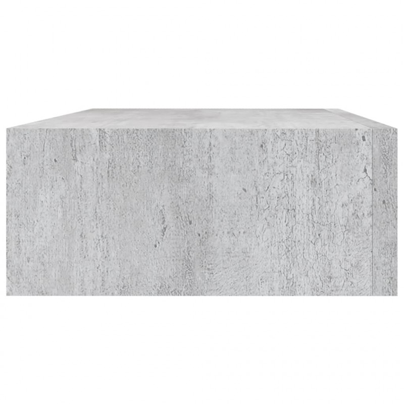 Półka ścienna z szufladą, szarość betonu, 40x23,5x10 cm, MDF