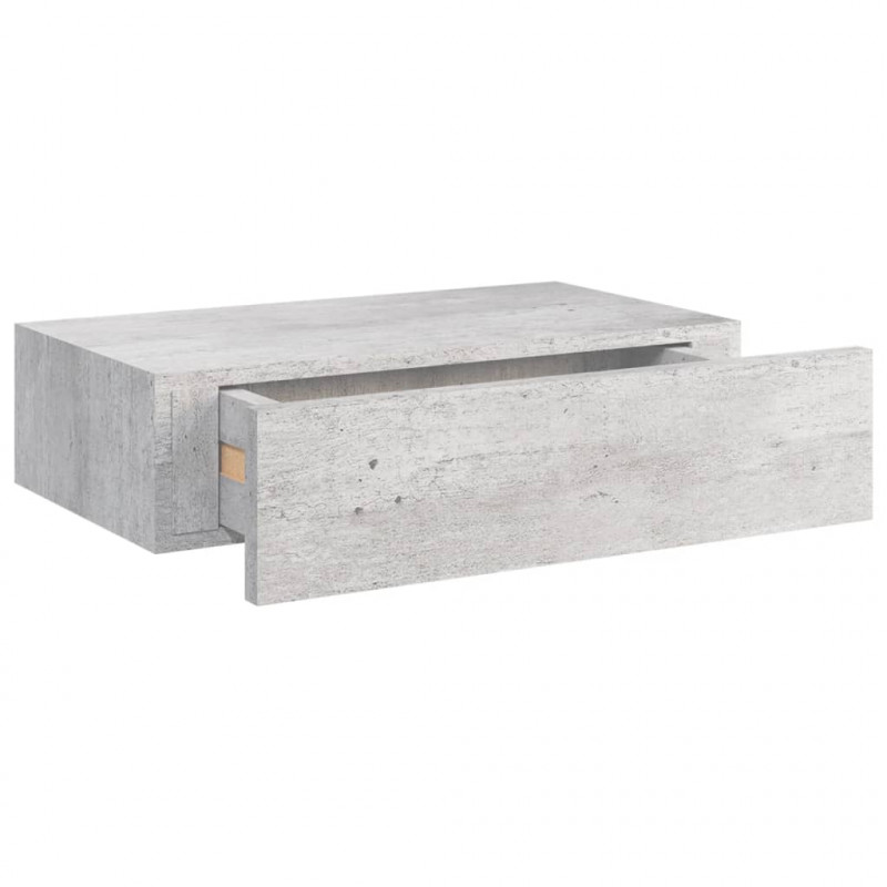 Półka ścienna z szufladą, szarość betonu, 40x23,5x10 cm, MDF
