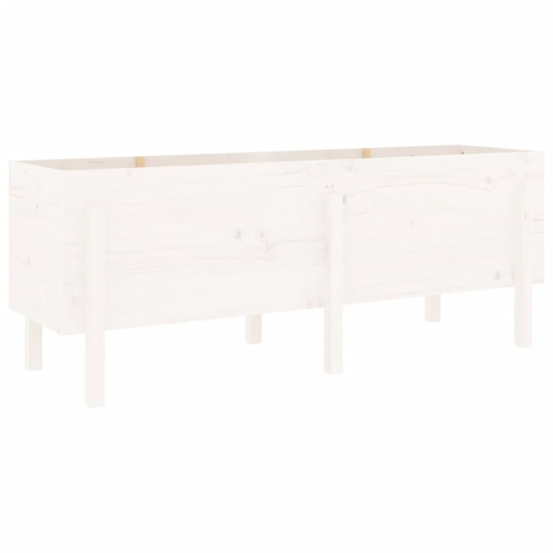 Donica ogrodowa na nóżkach, biała, 160x50x57 cm, drewno sosnowe
