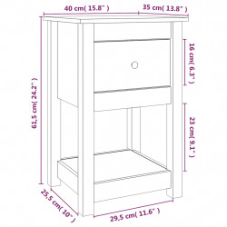 Szafki nocne, 2 szt., szare, 40x35x61,5 cm, lite drewno sosnowe