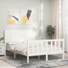 Rama łóżka bez materaca, biała, 140x200 cm, lite drewno sosnowe