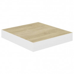 Półki ścienne, 4 szt., dębowo-białe, 23 x 23,5 x 3,8 cm, MDF