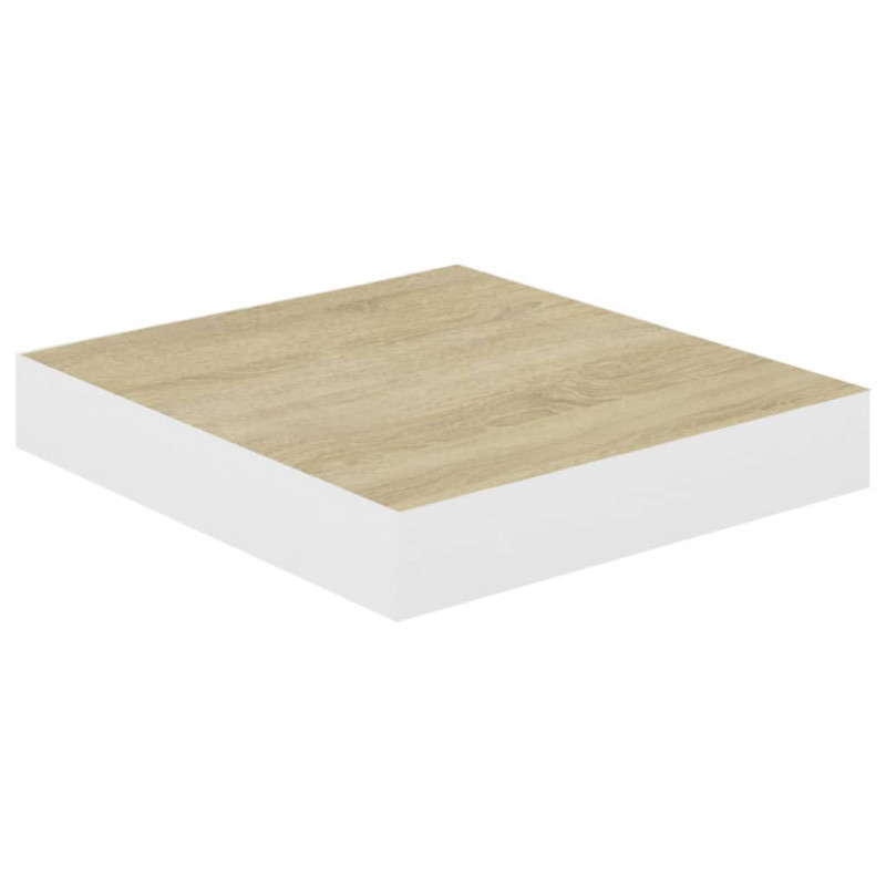 Półki ścienne, 4 szt., dębowo-białe, 23 x 23,5 x 3,8 cm, MDF