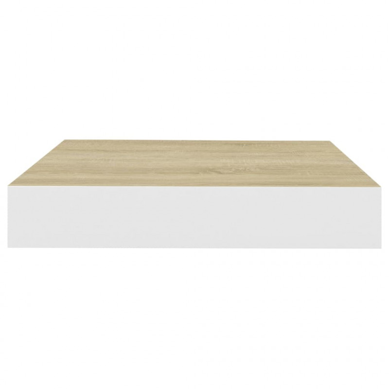 Półki ścienne, 4 szt., dębowo-białe, 23 x 23,5 x 3,8 cm, MDF