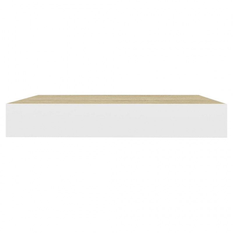 Półki ścienne, 4 szt., dębowo-białe, 23 x 23,5 x 3,8 cm, MDF