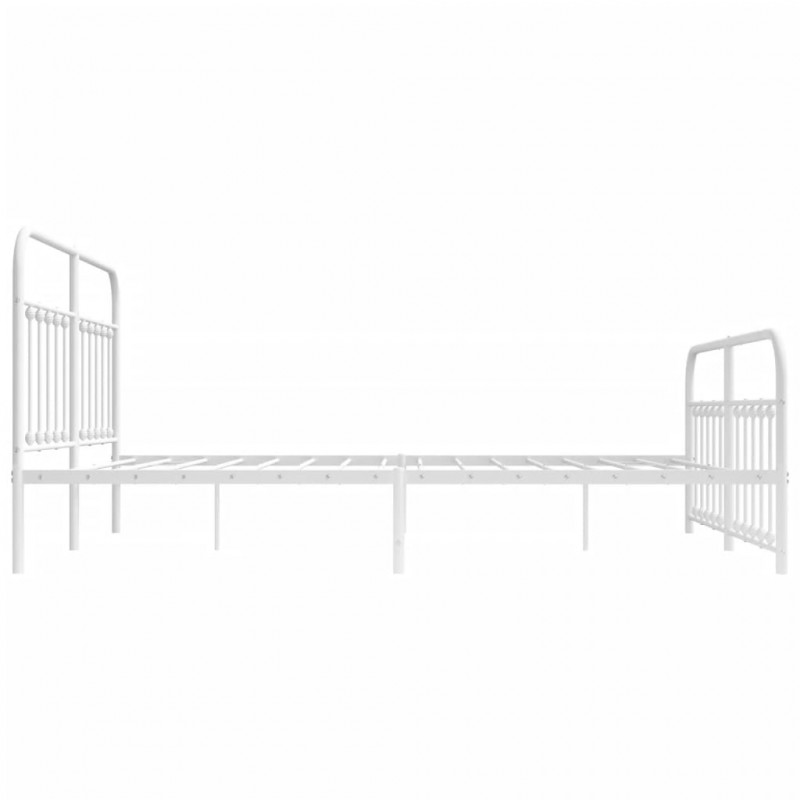 Metalowa rama łóżka z wezgłowiem i zanóżkiem, biała, 180x200 cm