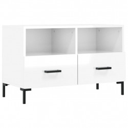 Szafka pod TV, biała, wysoki połysk, 80x36x50 cm