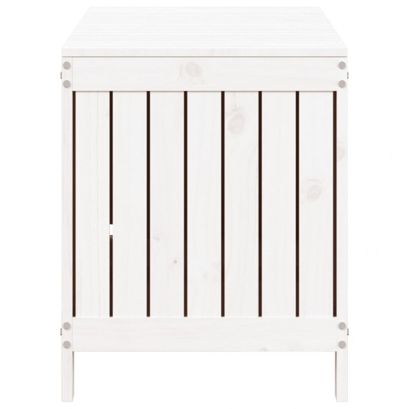 Skrzynia ogrodowa, biała, 115x49x60 cm, lite drewno sosnowe