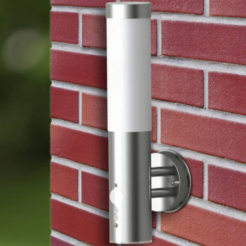 Zewnętrzna lampa naścienna z detektorem ruchu, stal nierdzewna