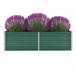Podwyższona donica z galwanizowanej stali 160x40x45 cm, zielona