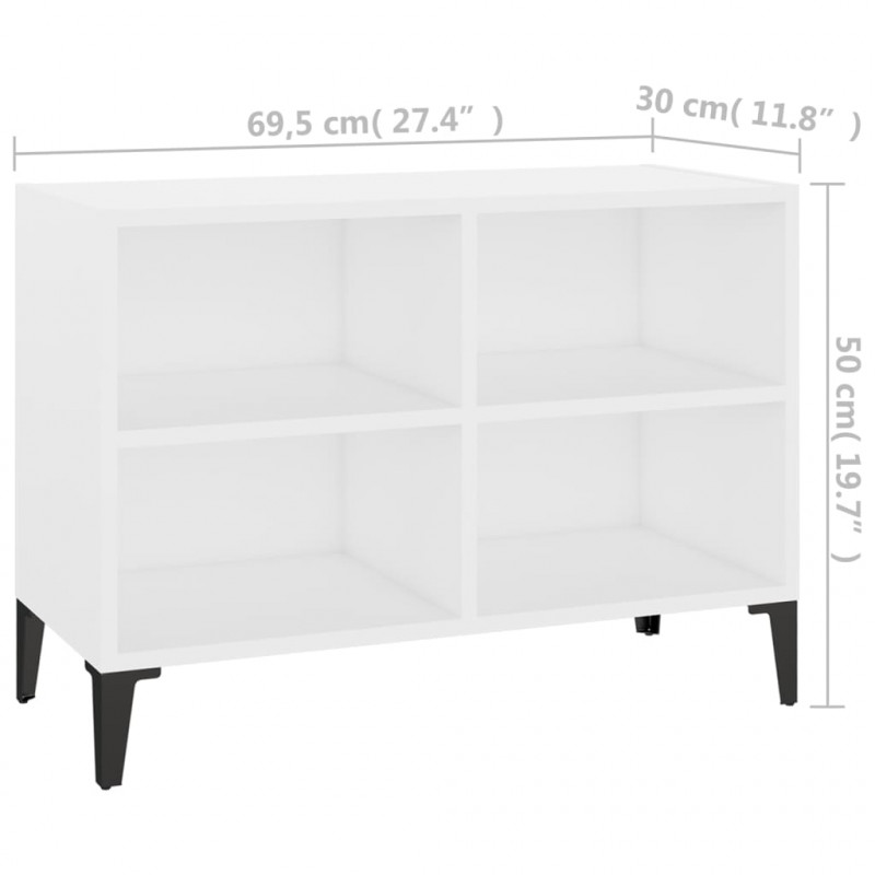 Szafka TV z metalowymi nóżkami, biała, 69,5x30x50 cm