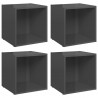 Szafki pod TV, 4 szt., wysoki połysk, szare, 37x35x37 cm