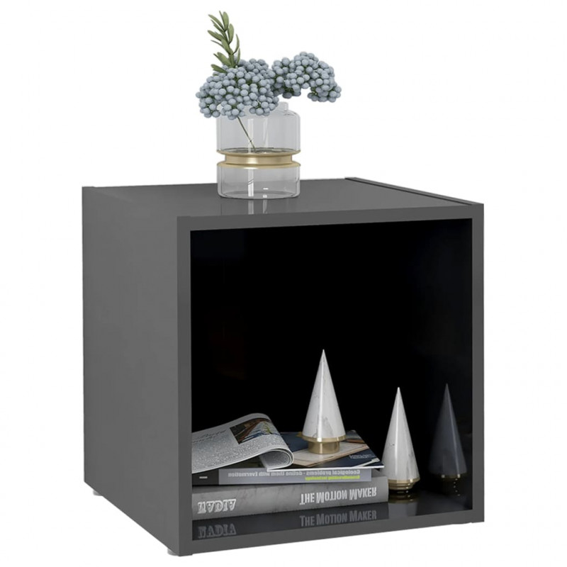 Szafki pod TV, 4 szt., wysoki połysk, szare, 37x35x37 cm