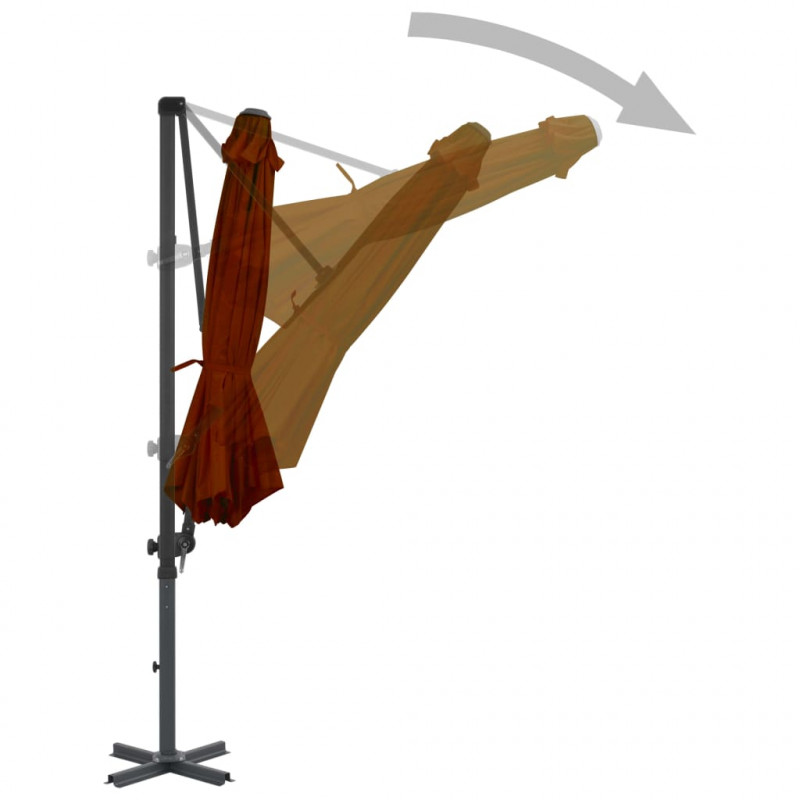 Parasol wiszący z aluminiowym słupkiem, 300 cm, terakota
