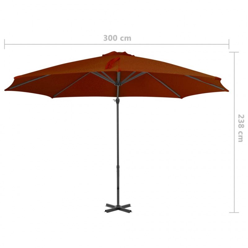 Parasol wiszący z aluminiowym słupkiem, 300 cm, terakota