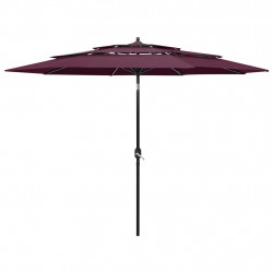3-poziomowy parasol na aluminiowym słupku, bordowy, 3 m