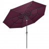 3-poziomowy parasol na aluminiowym słupku, bordowy, 3 m