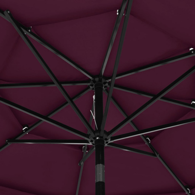 3-poziomowy parasol na aluminiowym słupku, bordowy, 3 m
