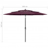 3-poziomowy parasol na aluminiowym słupku, bordowy, 3 m
