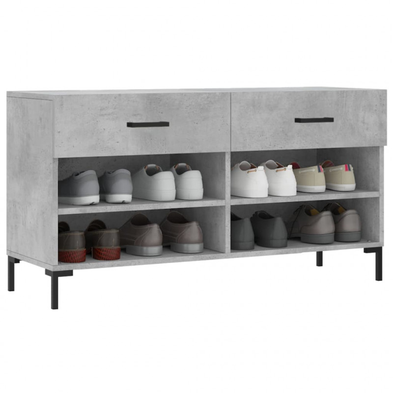 Ławka z miejscem na buty, szarość betonu, 102x35x55 cm