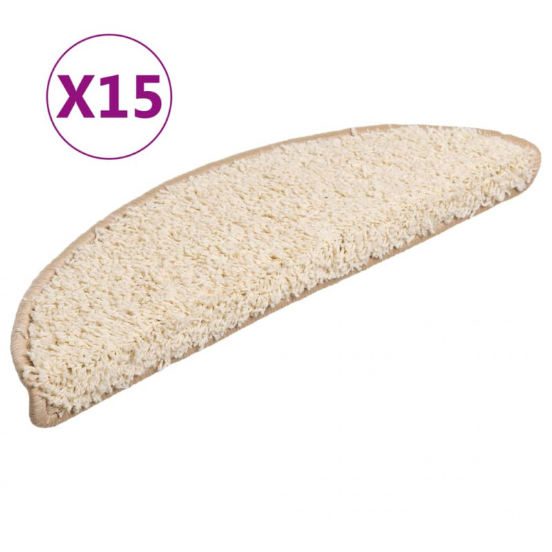 Nakładki na schody, 15 szt., kremowe, 56 x 17 x 3 cm