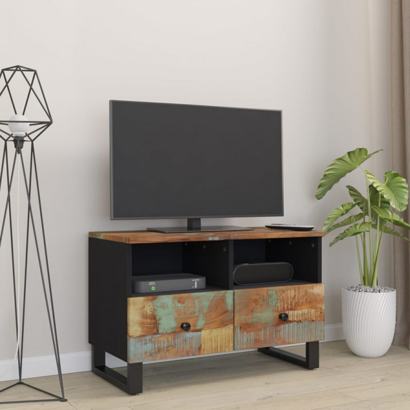 Szafka pod telewizor, 70x33x46 cm, lite drewno z odzysku