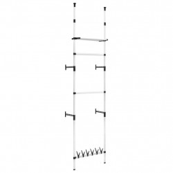 Teleskopowy system z półką i drążkami do garderoby, aluminiowy