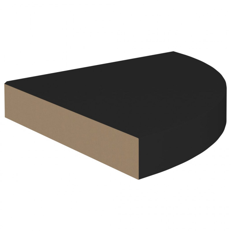 Narożna półka ścienna, czarna, 25x25x3,8 cm, MDF