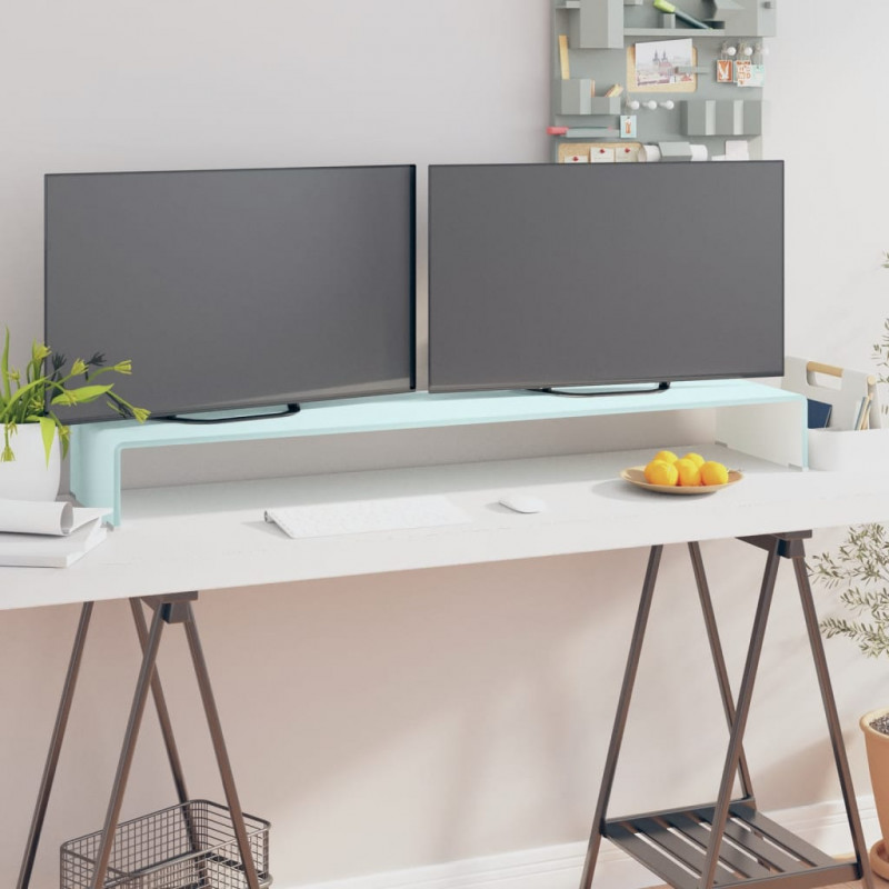 Podstawka pod monitor / TV, zielone szkło, 120x30x13 cm