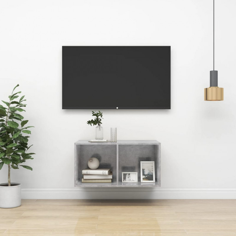 Wisząca szafka pod TV, szarość betonu, 37x37x72 cm