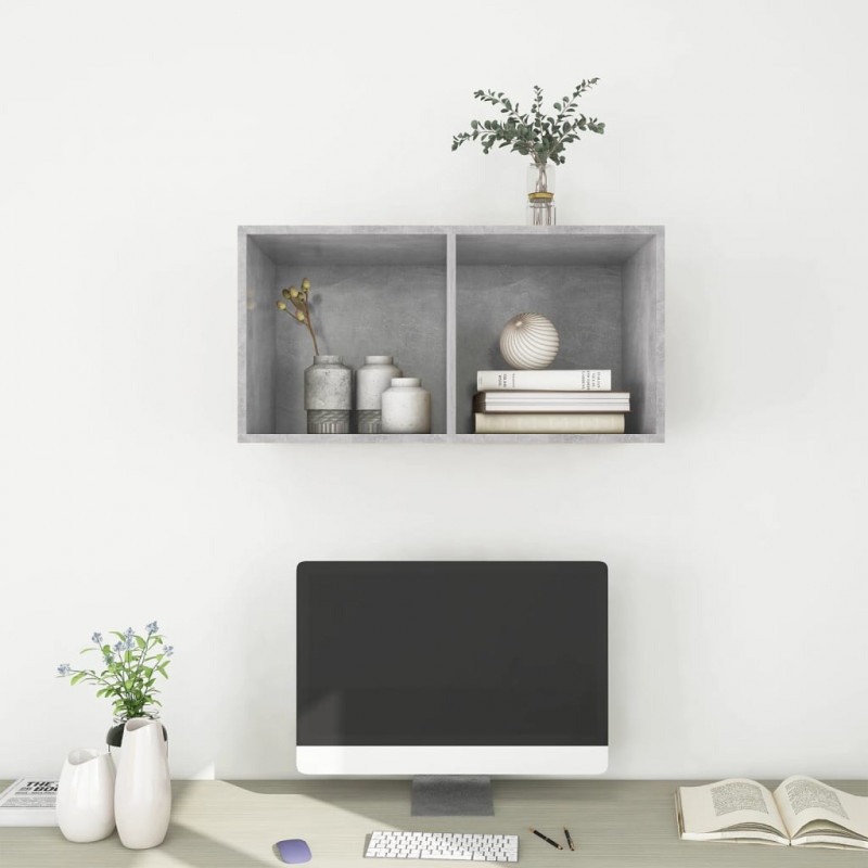 Wisząca szafka pod TV, szarość betonu, 37x37x72 cm