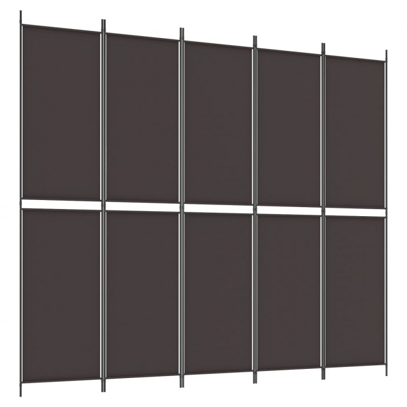 Parawan 5-panelowy, brązowy, 250x220 cm, tkanina