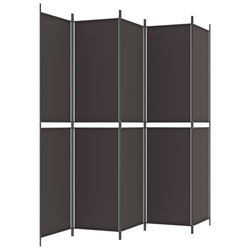 Parawan 5-panelowy, brązowy, 250x220 cm, tkanina